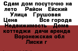 Сдам дом посуточно на лето. › Район ­ Ейский › Улица ­ Грушовая › Цена ­ 3 000 - Все города Недвижимость » Дома, коттеджи, дачи аренда   . Воронежская обл.,Лиски г.